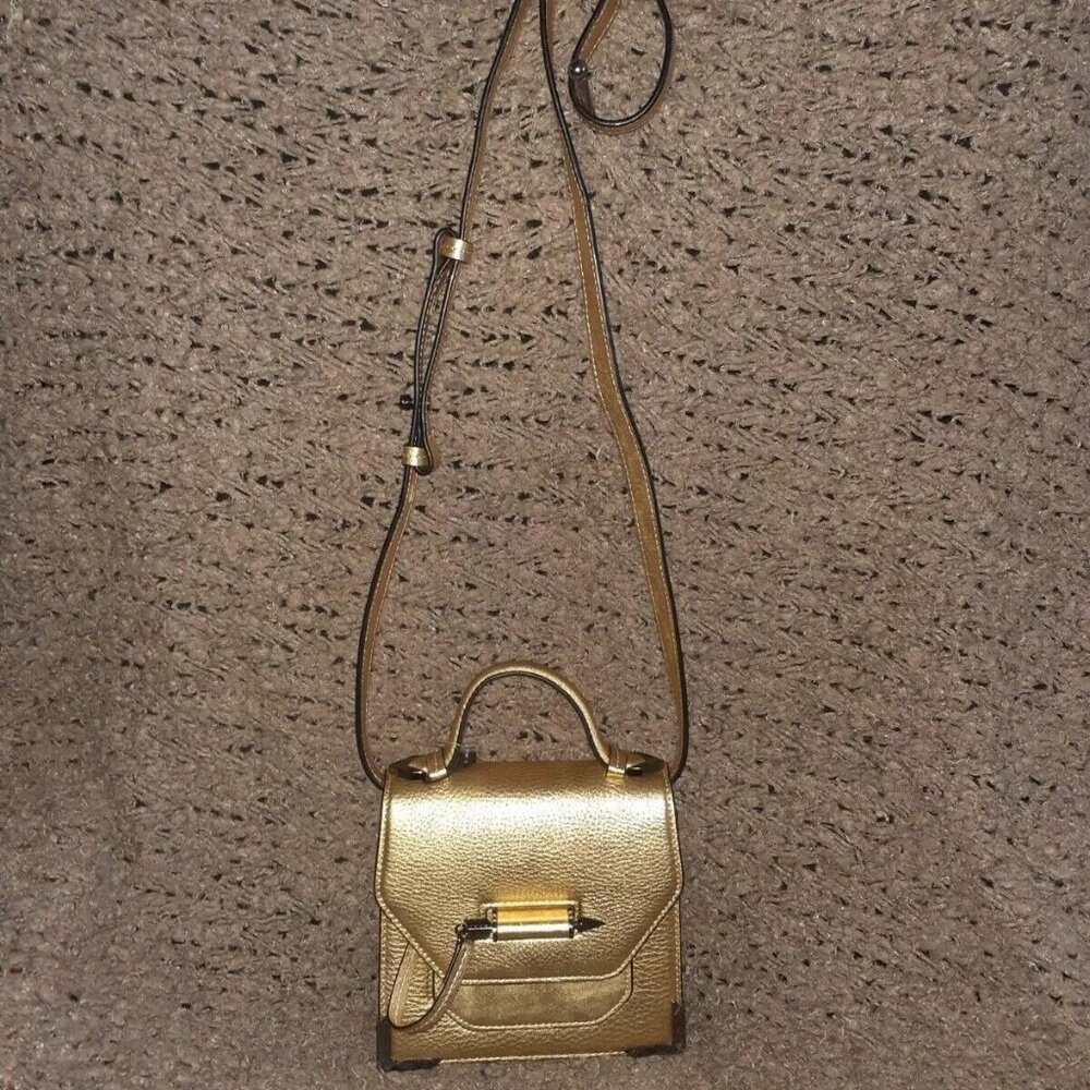 MACKAGE-RUBIE-Gold Leather-Arrow Clasped Handbag/Crossbody-NEW WITH TAG - Picture 2 of 10